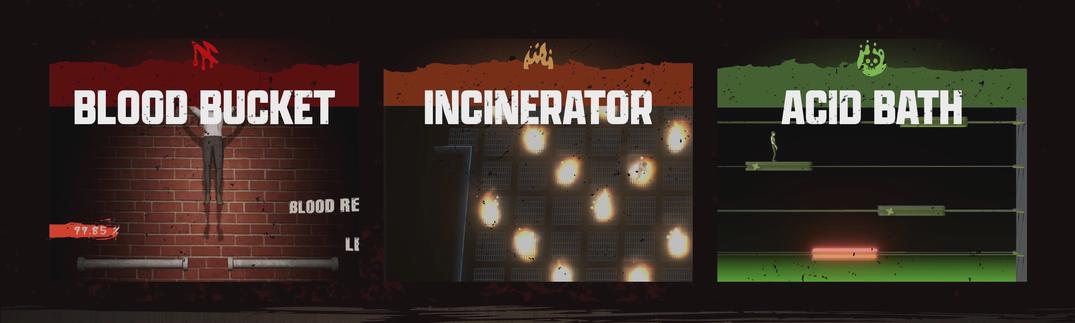 Blood Bucket, Incinerator, and Acid Bath-themed games