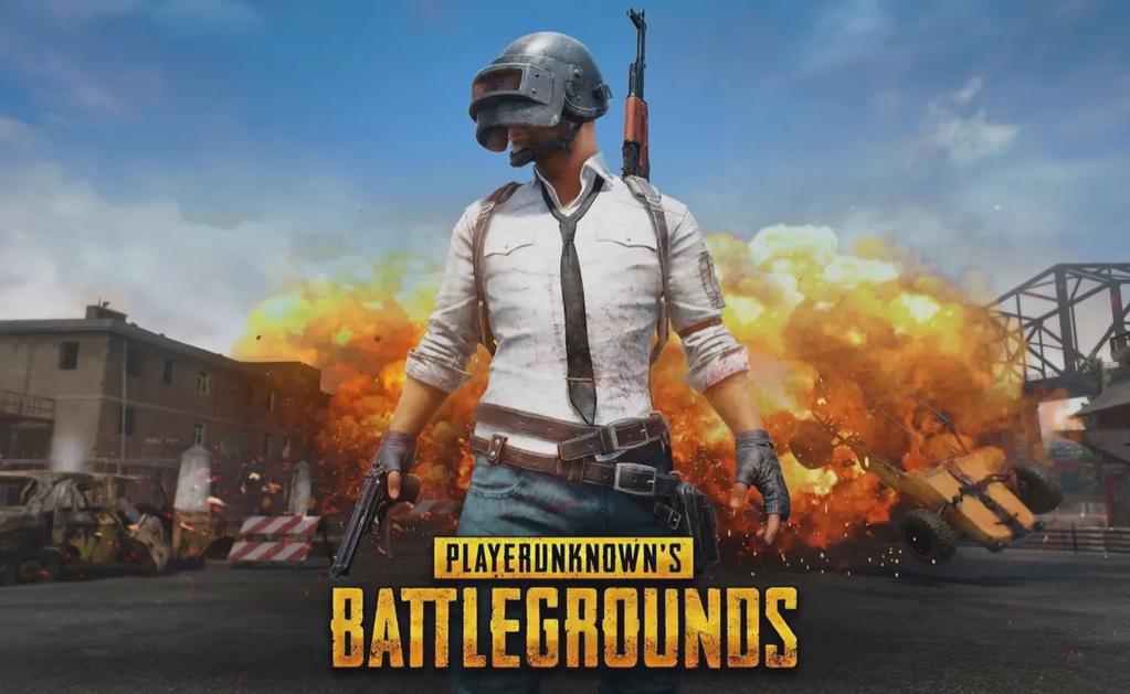 Cover photo of PlayerUnknown's Battlegrounds featuring an armed man with a metal helmet walking away from an explosion. 