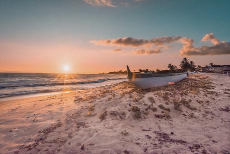 Sunset on a beach in Waimea, HI.